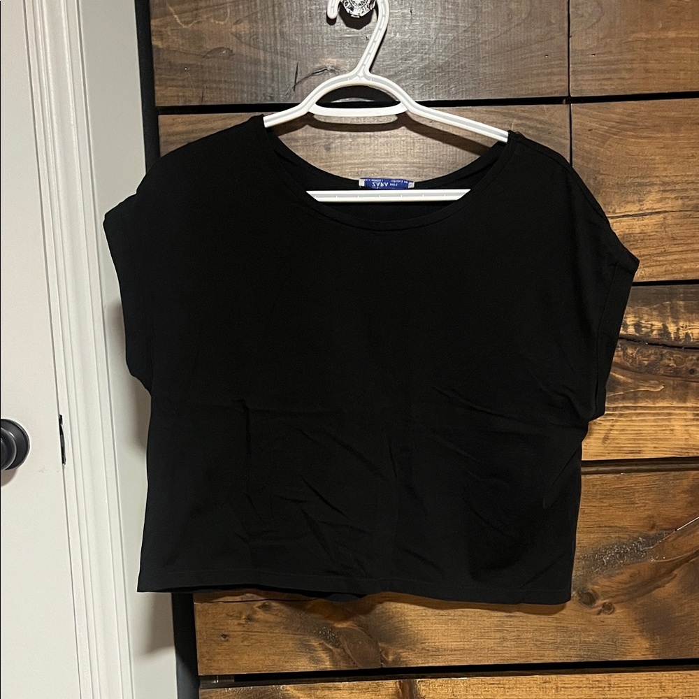 Zara Black Short Sleeve Cropped Tee